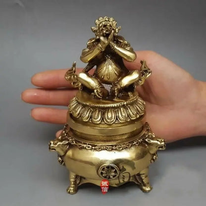 China Buddhism  Vajra King Kong Mahakala Brass Statue Incense Burner Antique