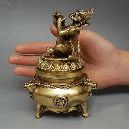 China Buddhism  Vajra King Kong Mahakala Brass Statue Incense Burner Antique