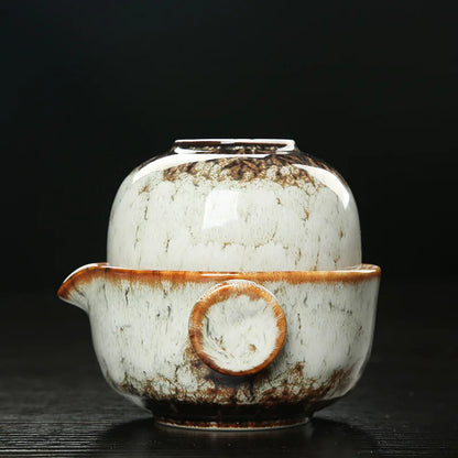 China Ceramics Kung Fu Tea Set 1 Teapot 1 Cup Travel Teapot Coffee Cup Drinkware Tea Cups Gaiwan Outdoor Camping Teapot Set