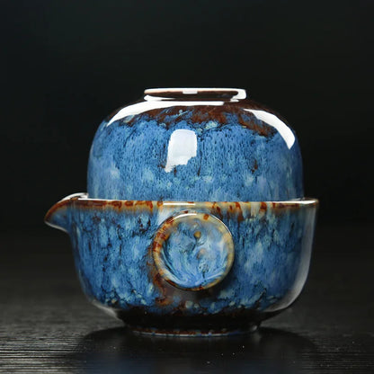 China Ceramics Kung Fu Tea Set 1 Teapot 1 Cup Travel Teapot Coffee Cup Drinkware Tea Cups Gaiwan Outdoor Camping Teapot Set