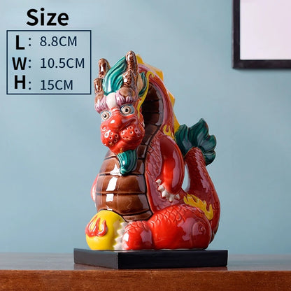 China-Chic Style Ceramic Dragon Living Room TV Cabinet Home Desk Decoration Office Dragon Playing Pearl Decoration Gift