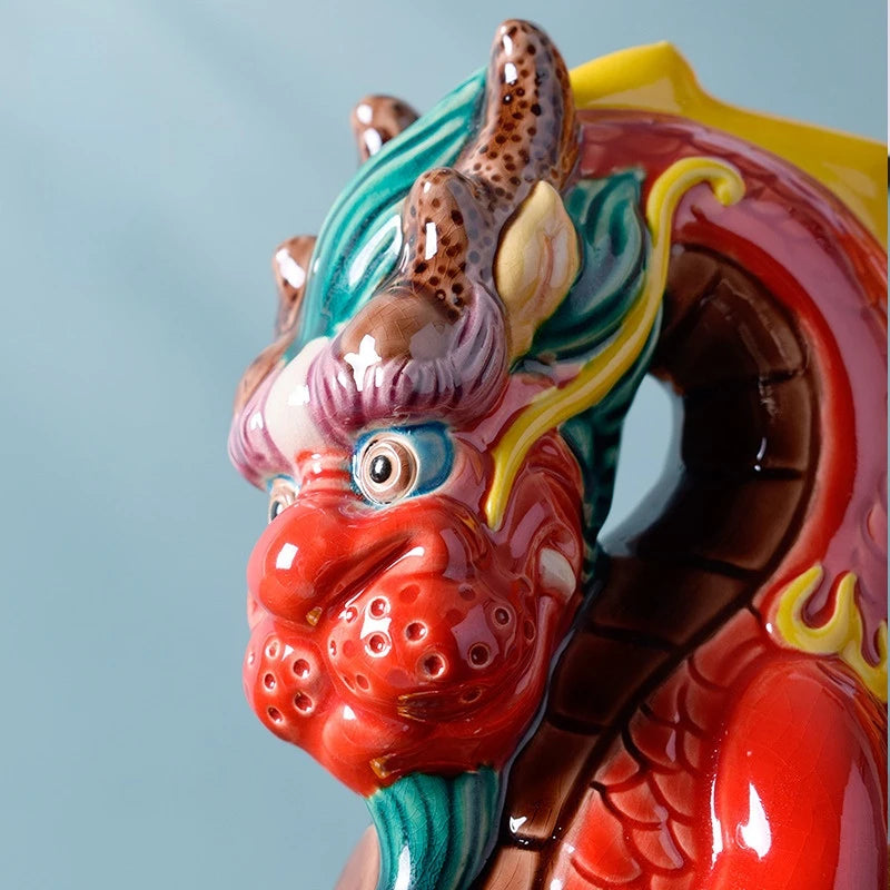China-Chic Style Ceramic Dragon Living Room TV Cabinet Home Desk Decoration Office Dragon Playing Pearl Decoration Gift