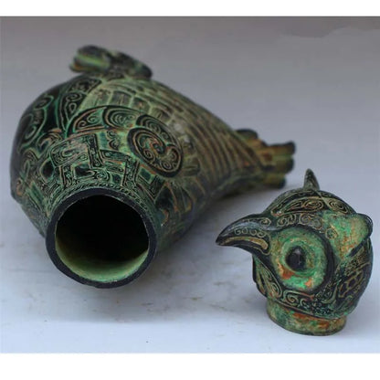 China Collectible Decorated Old Handwork Bronze Carved Owl statue