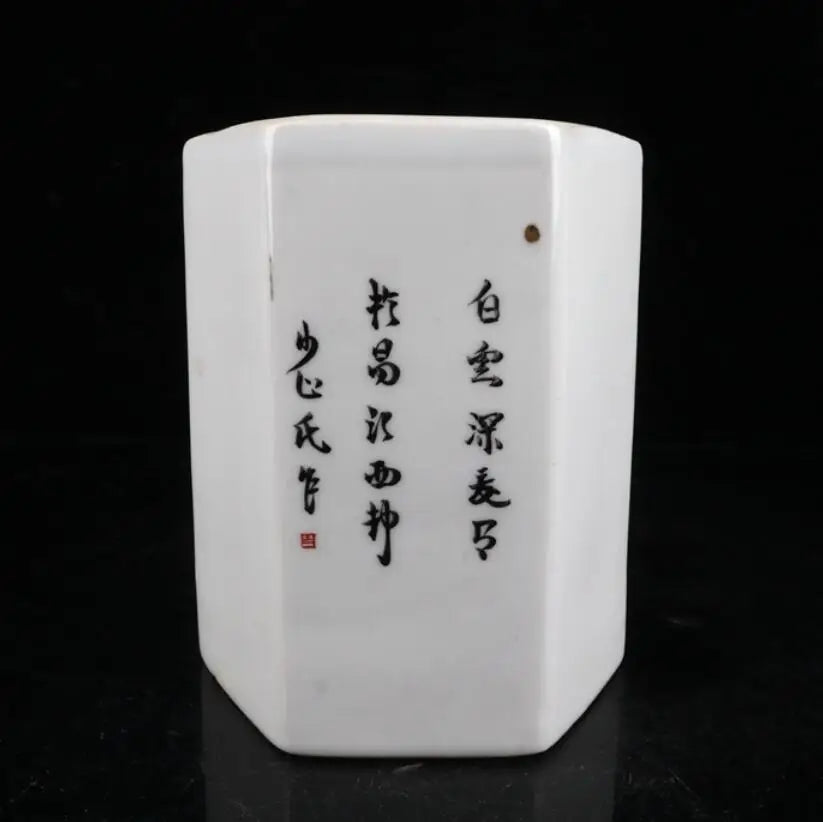 China Colored glaze ceramic Pen holder crafts statue