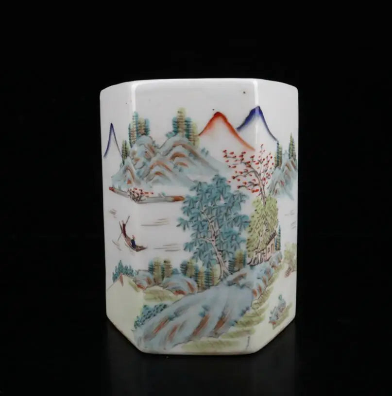 China Colored glaze ceramic Pen holder crafts statue