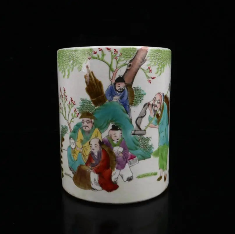 China Colored glaze ceramic Pen holder crafts statue