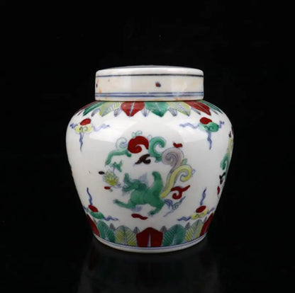 China Colored glaze ceramic Tea cans crafts statue