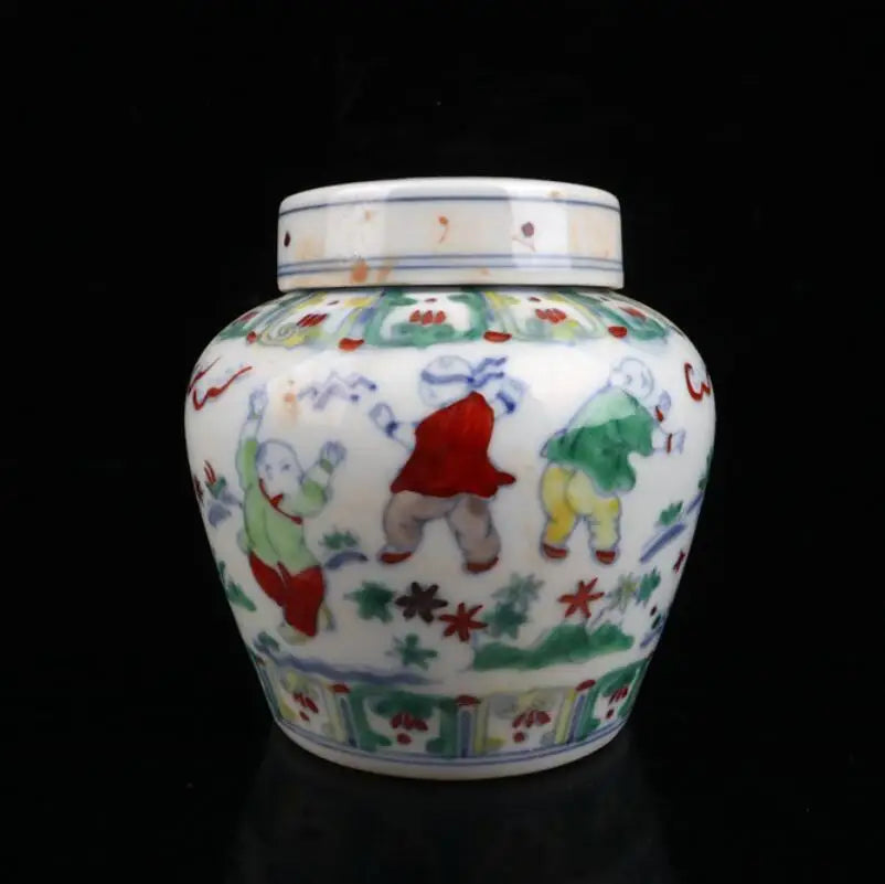 China Colored glaze ceramic Tea cans crafts statue