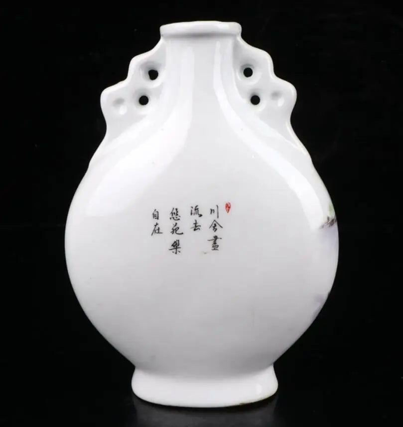 China Colored glaze ceramic flat vase crafts statue