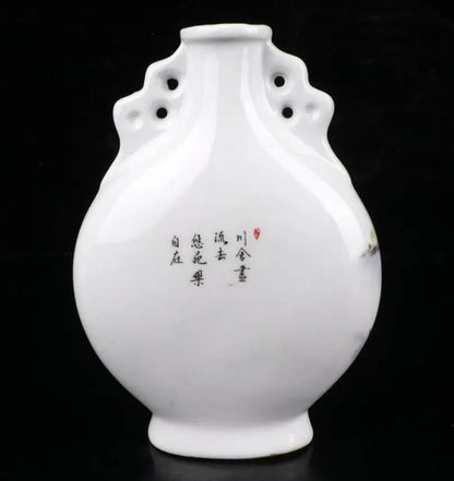 China Colored glaze ceramic flat vase crafts statue