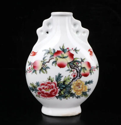 China Colored glaze ceramic flat vase crafts statue