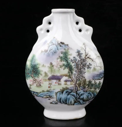 China Colored glaze ceramic flat vase crafts statue