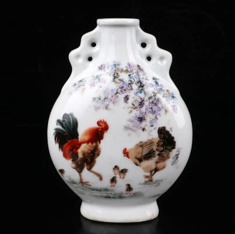 China Colored glaze ceramic flat vase crafts statue
