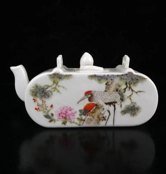 China Colored glaze ceramic flowers bird teapot crafts statue
