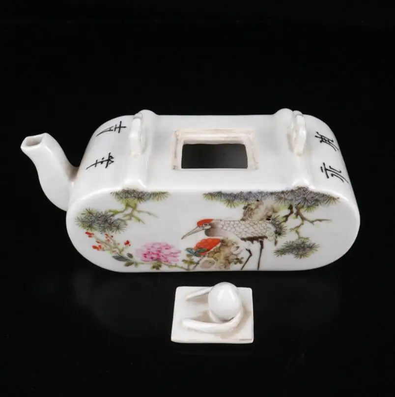 China Colored glaze ceramic flowers bird teapot crafts statue