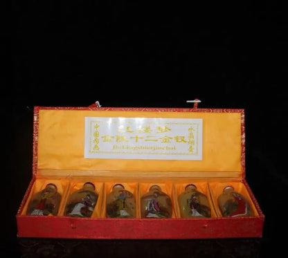 China Coloured glaze Twelve beautiful women snuff bottle A set
