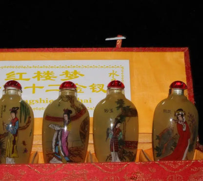 China Coloured glaze Twelve beautiful women snuff bottle A set