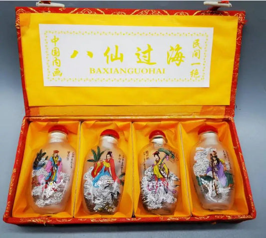 China Coloured glaze eight immortals Snuff bottles crafts statue A set