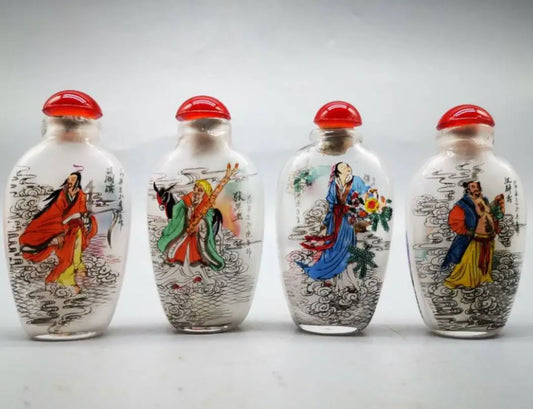 China Coloured glaze eight immortals Snuff bottles crafts statue A set