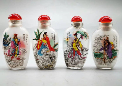 China Coloured glaze eight immortals Snuff bottles crafts statue A set