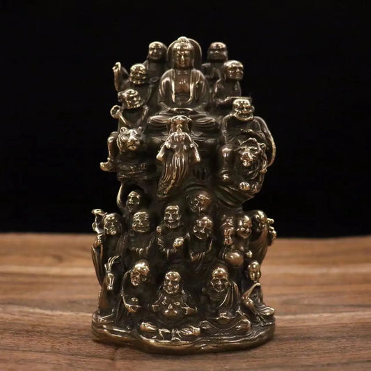 China Copper Brass 18 Buddhist Saints Eighteen Arhats Crafts Statue Ornaments