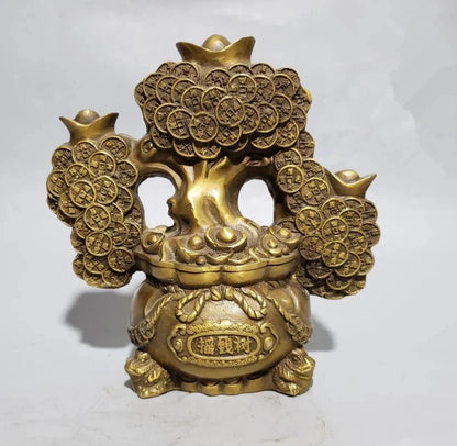 China Copper Brass  Shake Money Tree Crafts Statue