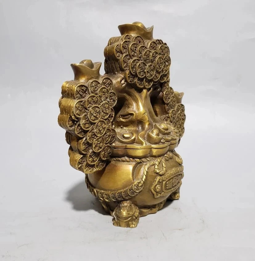 China Copper Brass  Shake Money Tree Crafts Statue
