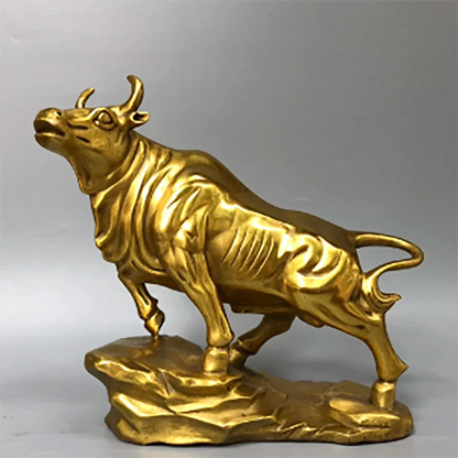 China Elaboration Brass Statue Lucky Wealth Cattle Metal Crafts Home Decoration