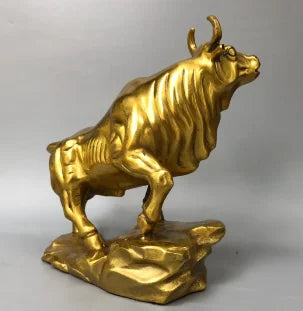 China Elaboration Brass Statue Lucky Wealth Cattle Metal Crafts Home Decoration