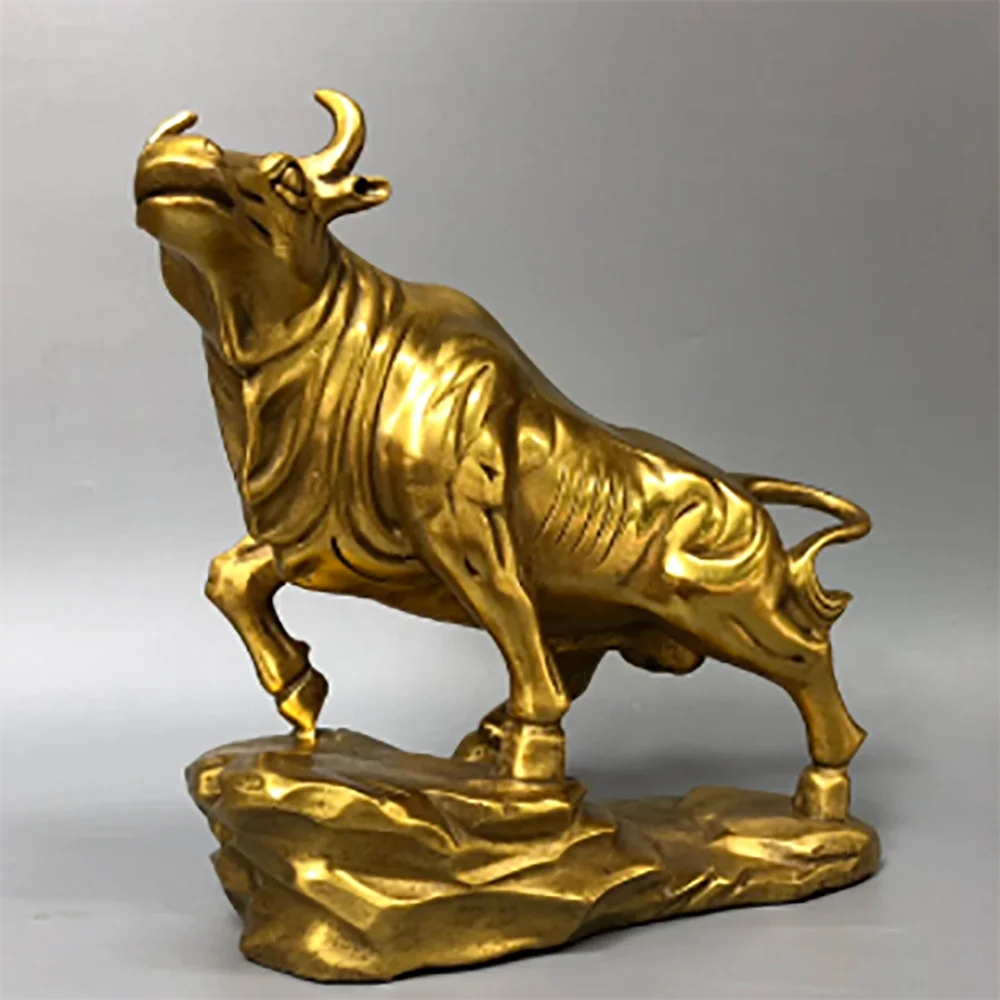 China Elaboration Brass Statue Lucky Wealth Cattle Metal Crafts Home Decoration