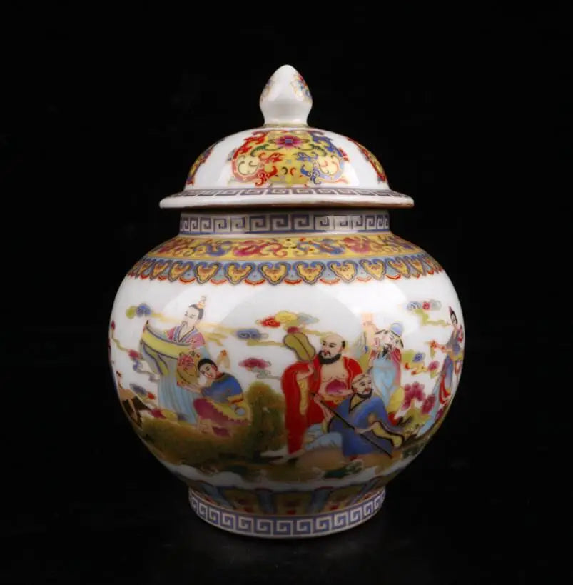 China Enamel color ceramic Tea cans crafts statue