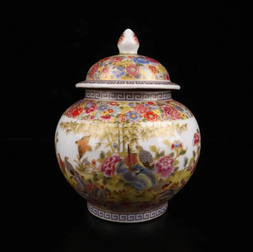 China Enamel color ceramic Tea cans crafts statue