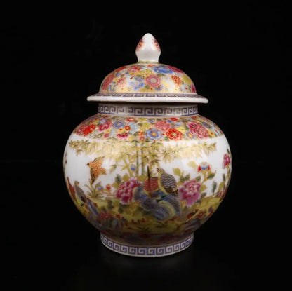 China Enamel color ceramic Tea cans crafts statue