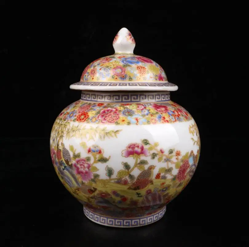 China Enamel color ceramic Tea cans crafts statue