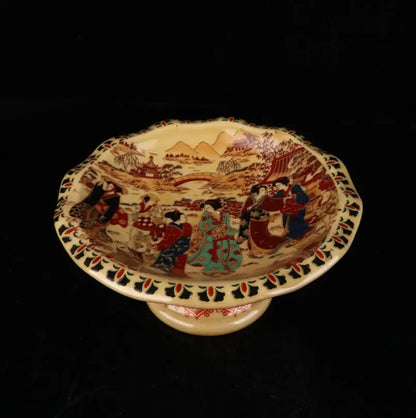 China Enamel color ceramic beauty pattern Fruit tray crafts statue