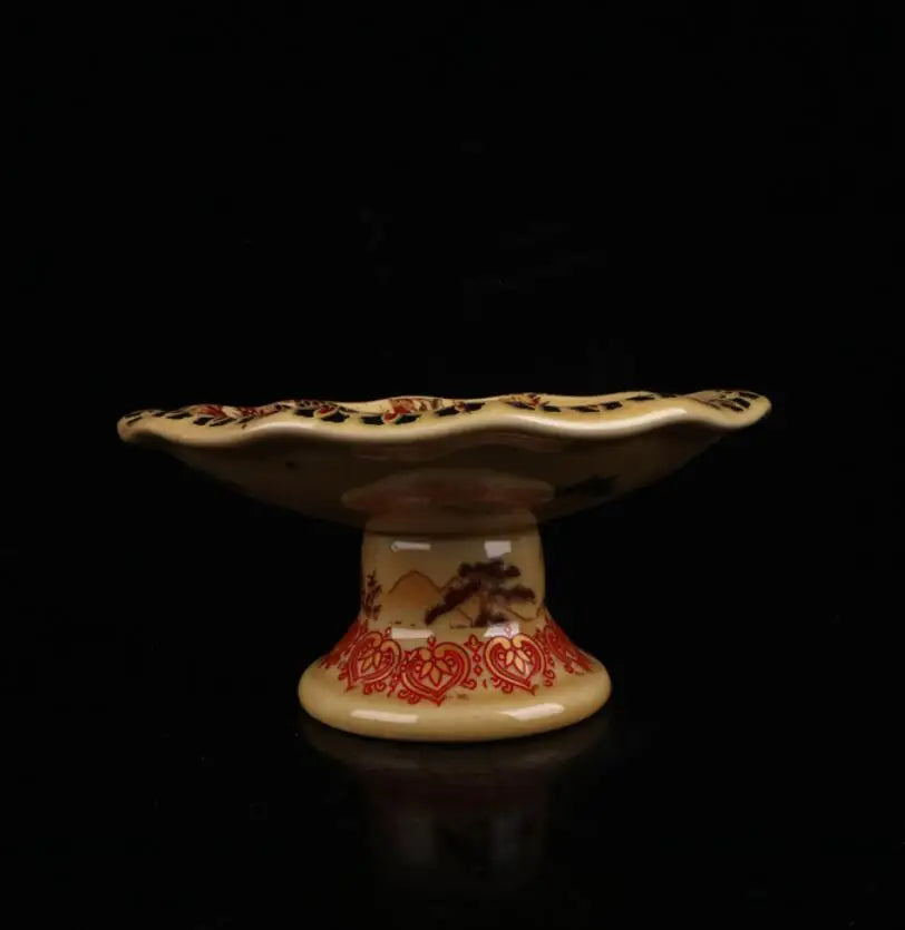 China Enamel color ceramic beauty pattern Fruit tray crafts statue