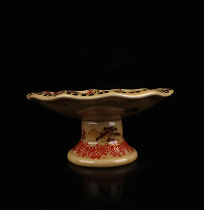 China Enamel color ceramic beauty pattern Fruit tray crafts statue