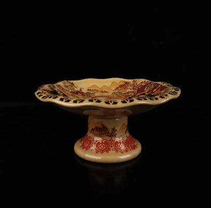 China Enamel color ceramic beauty pattern Fruit tray crafts statue