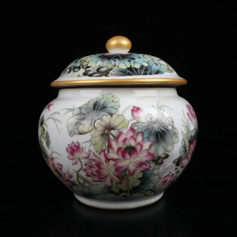 China Enamel color ceramic tea leaf jar crafts statue