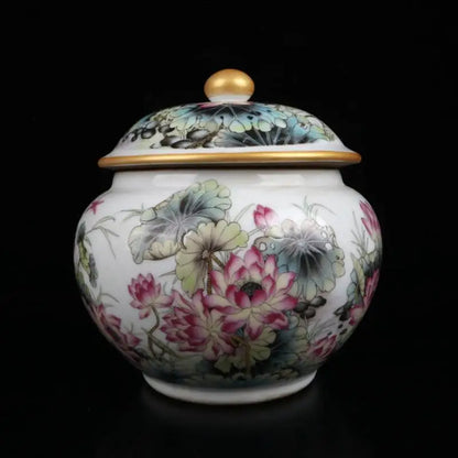 China Enamel color ceramic tea leaf jar crafts statue