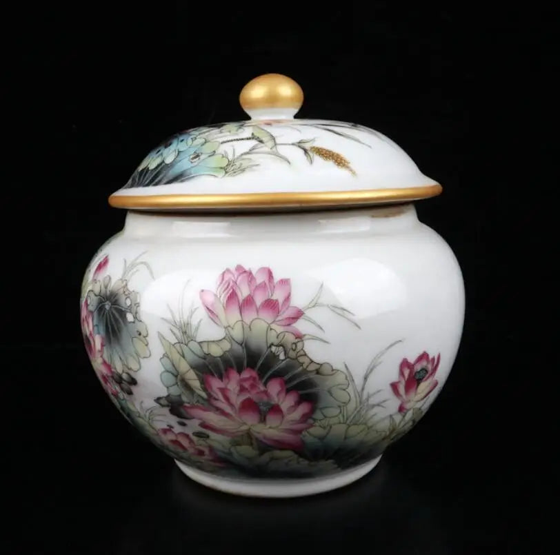 China Enamel color ceramic tea leaf jar crafts statue