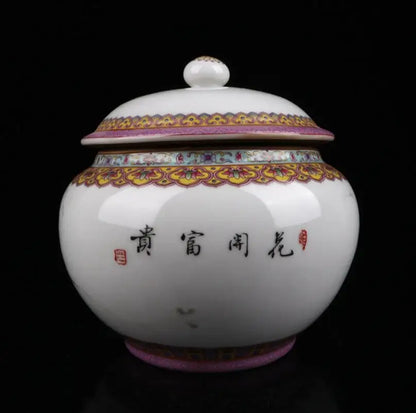 China Enamel color ceramic tea leaf jar crafts statue