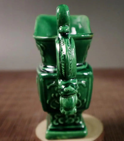 China Green glaze ceramic archaize goblet crafts statue