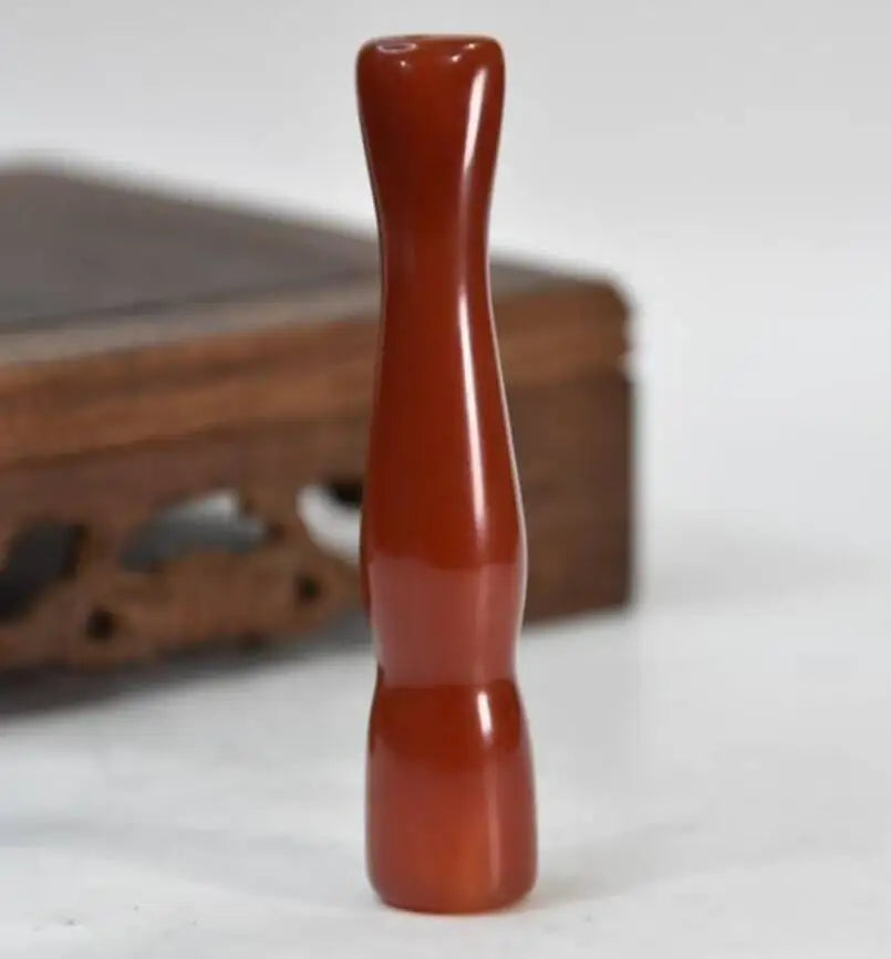 China Handmade Sculpture White agate Red agate Cigarette holder