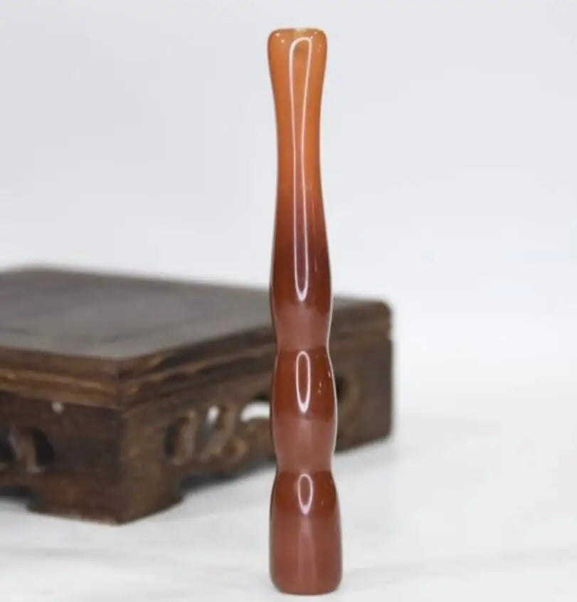 China Handmade Sculpture White agate Red agate Cigarette holder