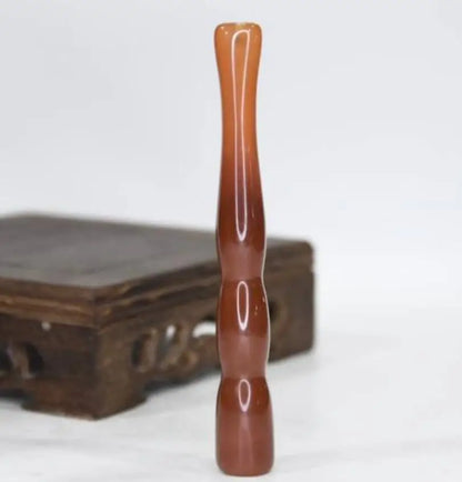 China Handmade Sculpture White agate Red agate Cigarette holder