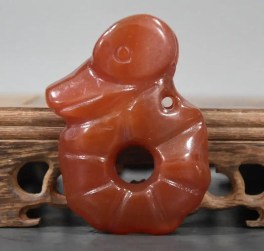 China Handmade Sculpture red agate Jade pig dragon small pendant statue