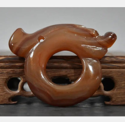 China Handmade Sculpture red agate Jade pig dragon small pendant statue