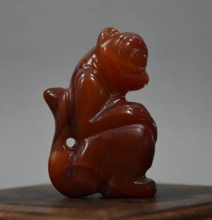 China Handmade Sculpture red agate archaize monkey small statue