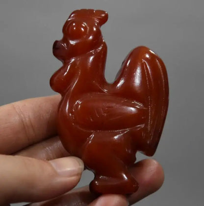 China Handmade carving red agate cock small statue